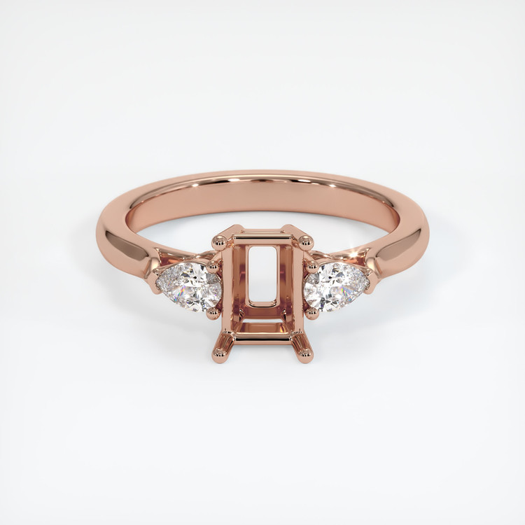 14K Rose Gold Three Stone Ring Setting