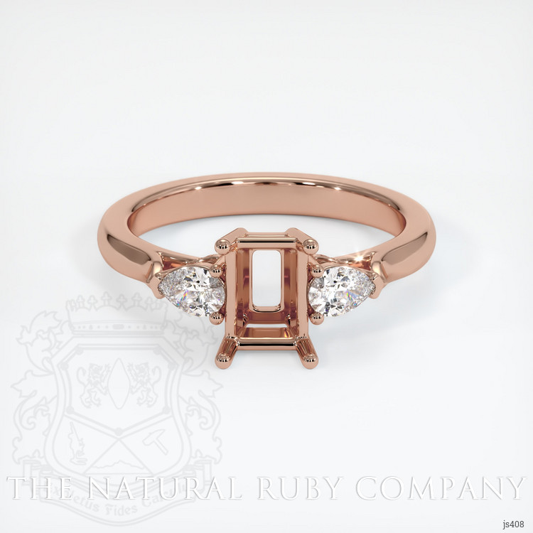 14K Rose Gold Three Stone Ring Setting