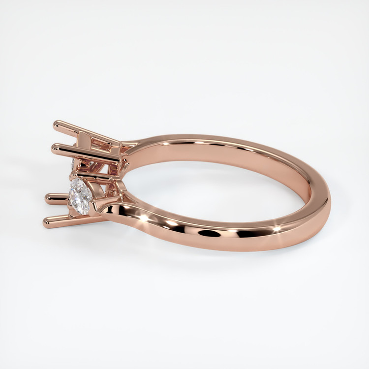 14K Rose Gold Three Stone Ring Setting