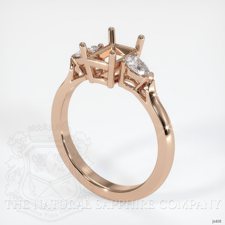 18K Rose Gold Three Stone Ring Setting