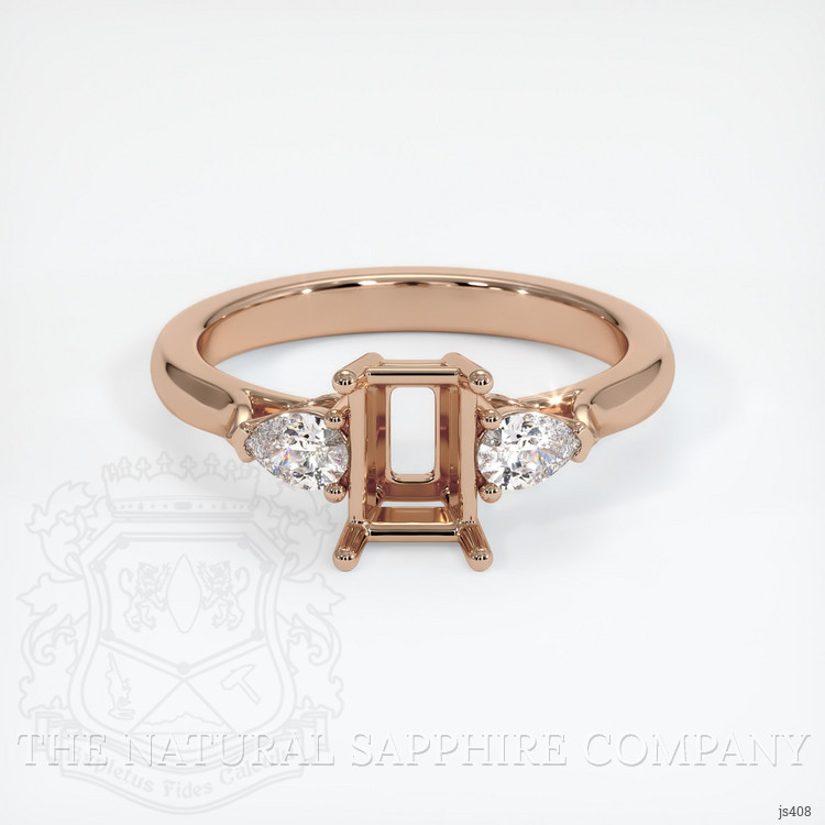 18K Rose Gold Three Stone Ring Setting