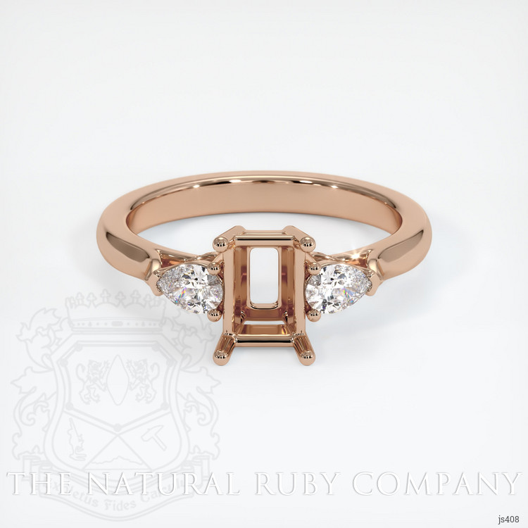 18K Rose Gold Three Stone Ring Setting