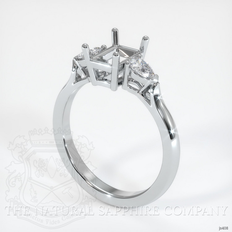 10K White Gold Three Stone Ring Setting