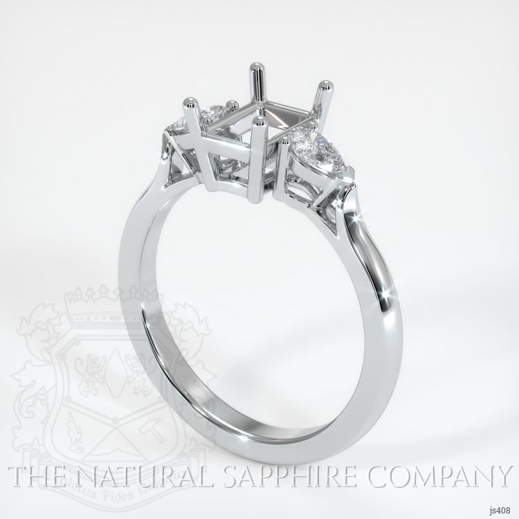14K White Gold Three Stone Ring Setting