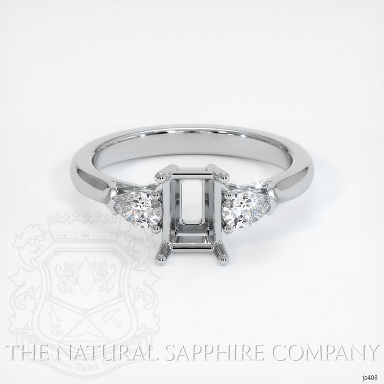14K White Gold Three Stone Ring Setting
