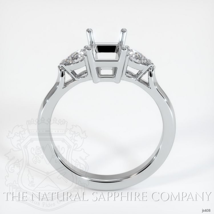 14K White Gold Three Stone Ring Setting