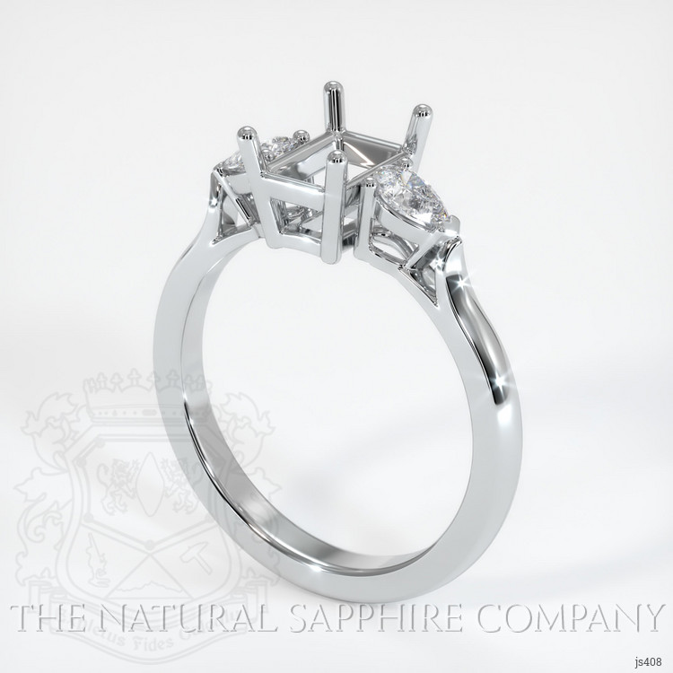 18K White Gold Three Stone Ring Setting