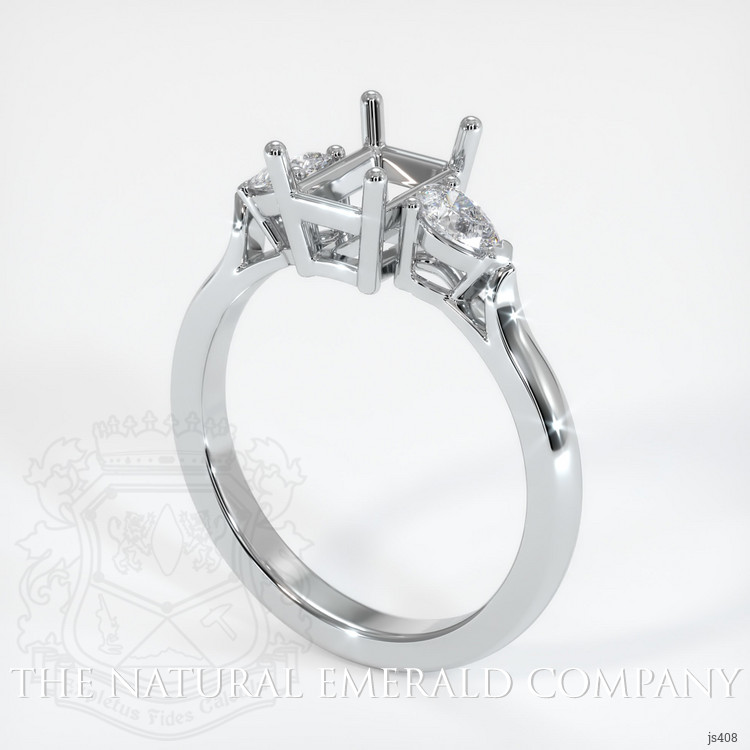 18K White Gold Three Stone Ring Setting