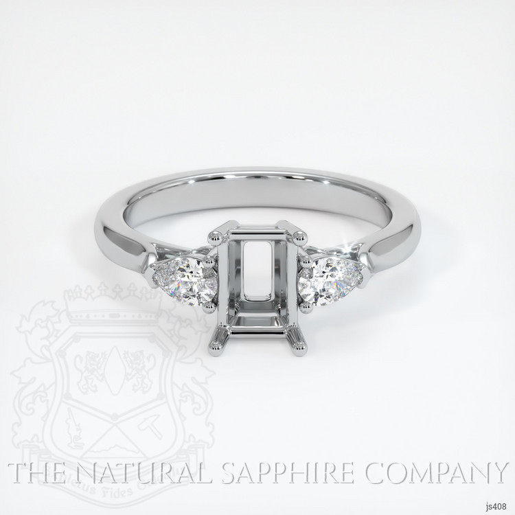 18K White Gold Three Stone Ring Setting