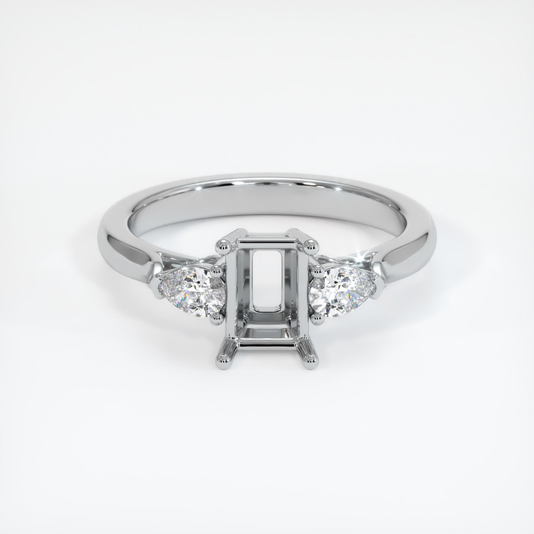 18K White Gold Three Stone Ring Setting