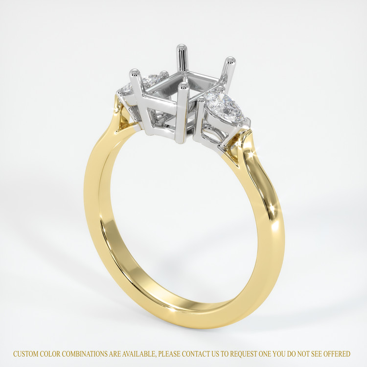 14K White & Yellow Three Stone Ring Setting