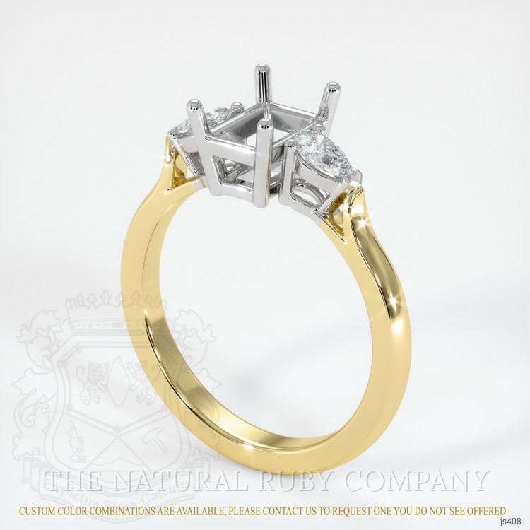14K White & Yellow Three Stone Ring Setting