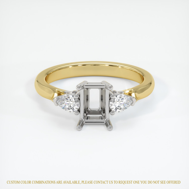 14K White & Yellow Three Stone Ring Setting