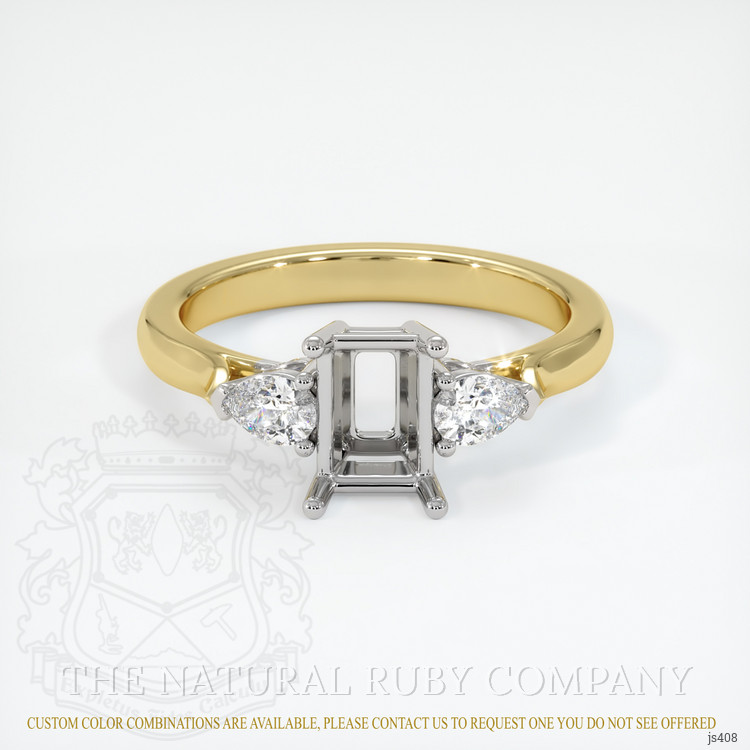 14K White & Yellow Three Stone Ring Setting