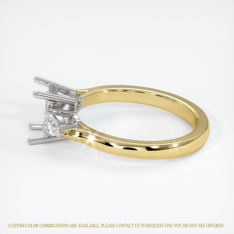 14K White & Yellow Three Stone Ring Setting