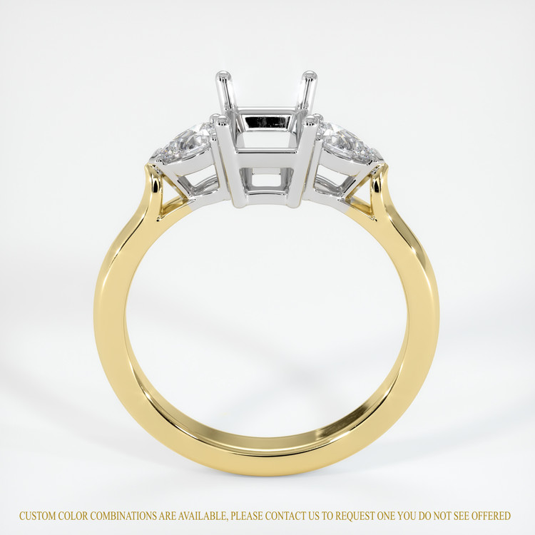 14K White & Yellow Three Stone Ring Setting