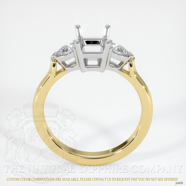 14K White & Yellow Three Stone Ring Setting