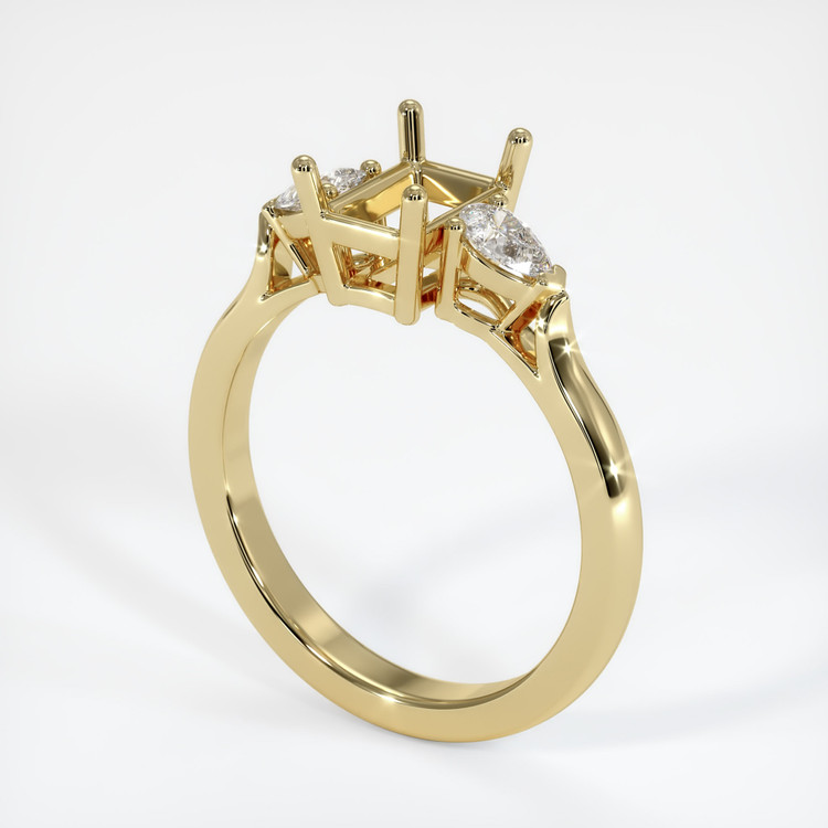 14K Yellow Gold Three Stone Ring Setting