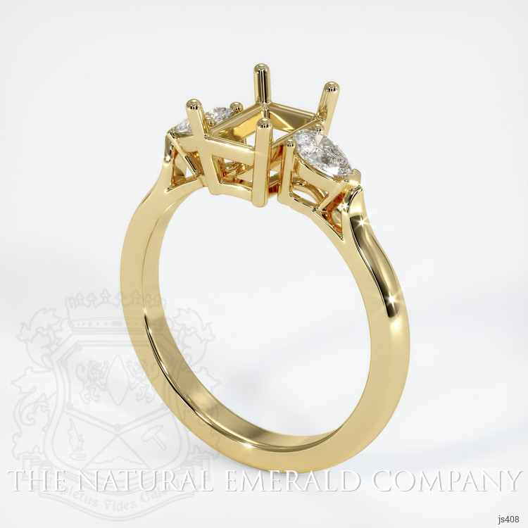 18K Yellow Gold Three Stone Ring Setting
