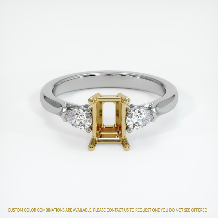14K Yellow & White Three Stone Ring Setting
