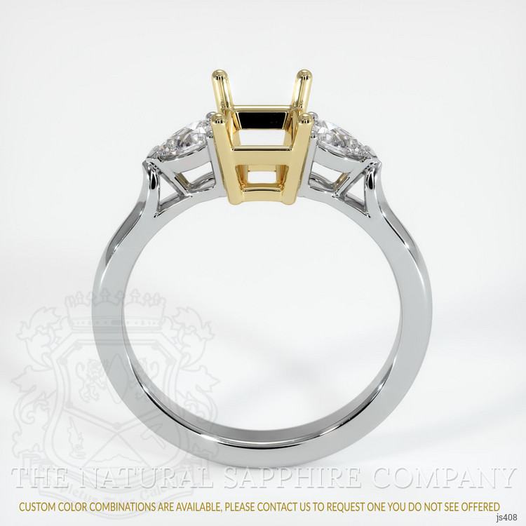 14K Yellow & White Three Stone Ring Setting