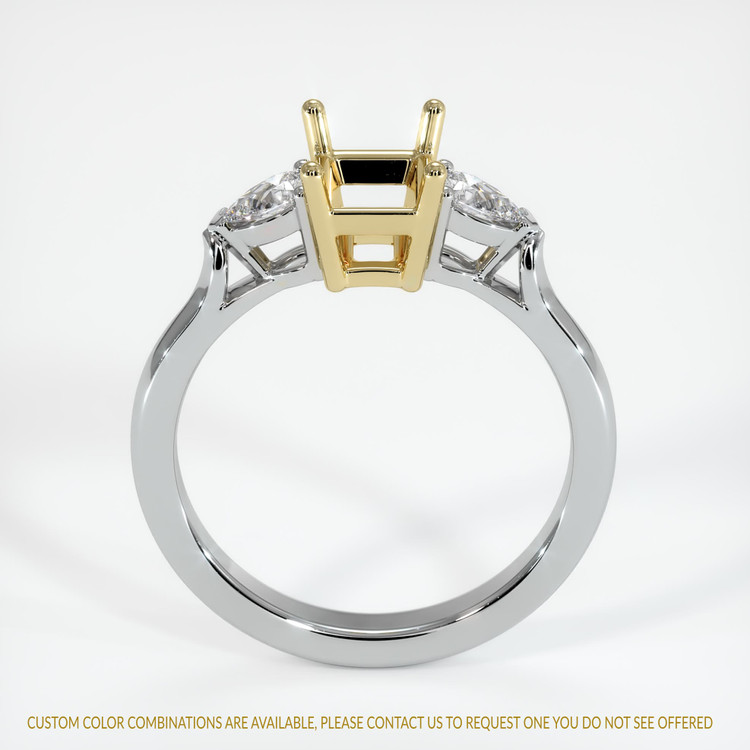 14K Yellow & White Three Stone Ring Setting