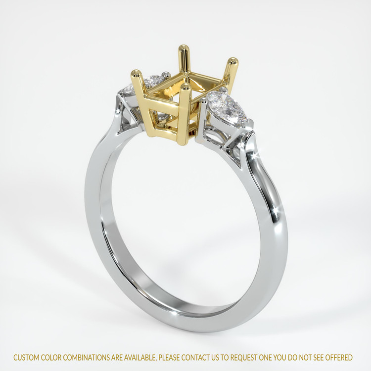 18K Yellow & White Three Stone Ring Setting