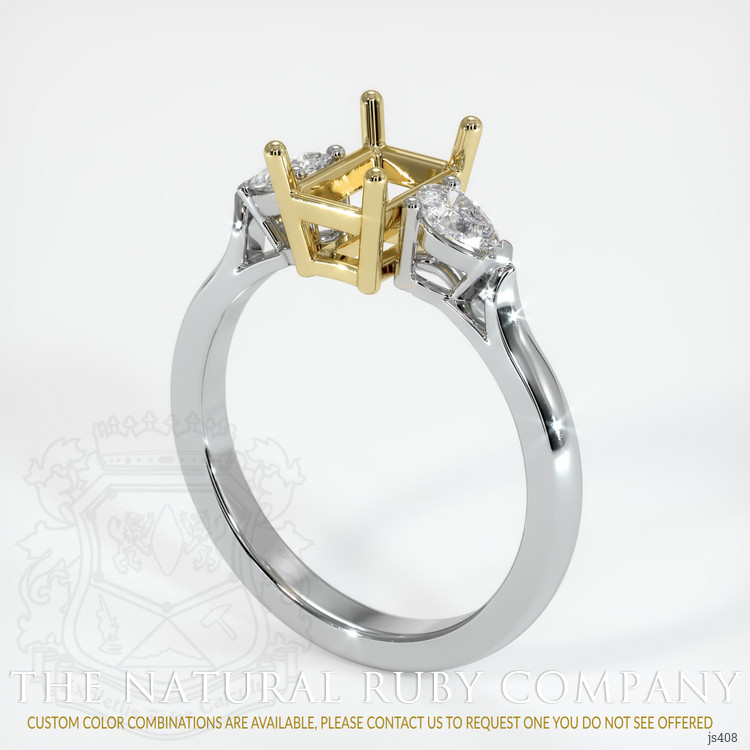 18K Yellow & White Three Stone Ring Setting