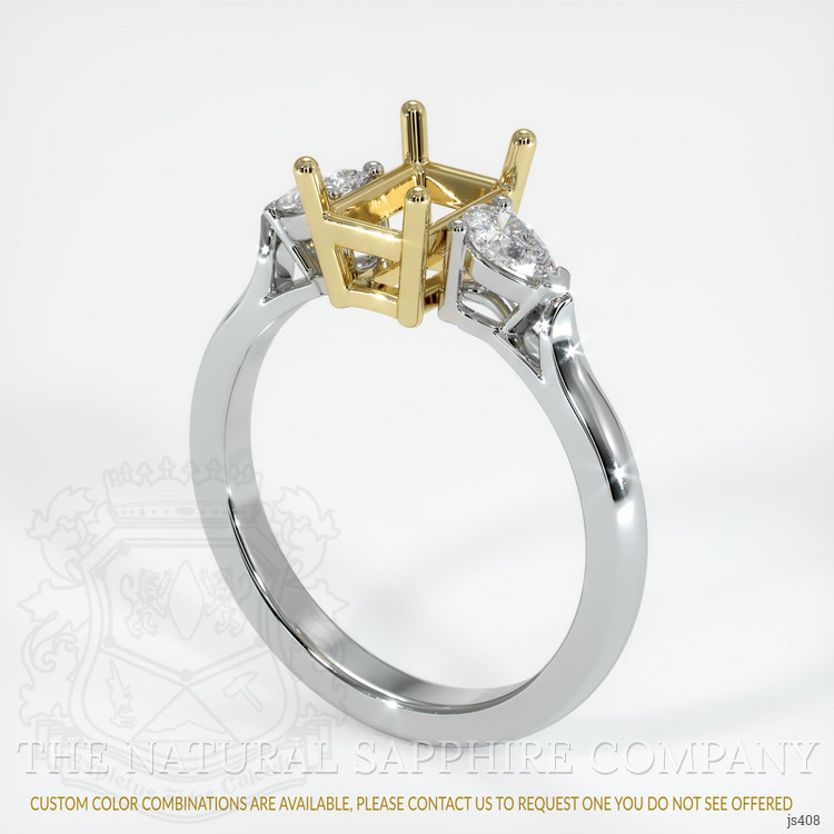 18K Yellow & White Three Stone Ring Setting