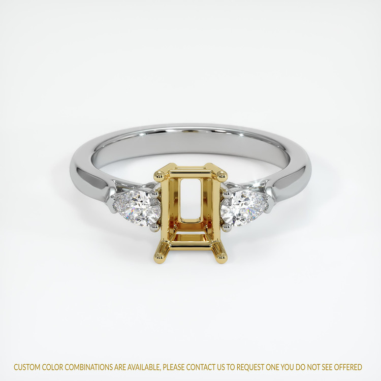 18K Yellow & White Three Stone Ring Setting