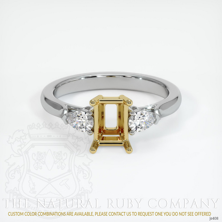 18K Yellow & White Three Stone Ring Setting