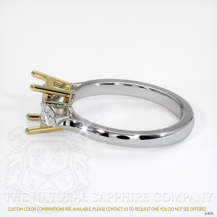 18K Yellow & White Three Stone Ring Setting