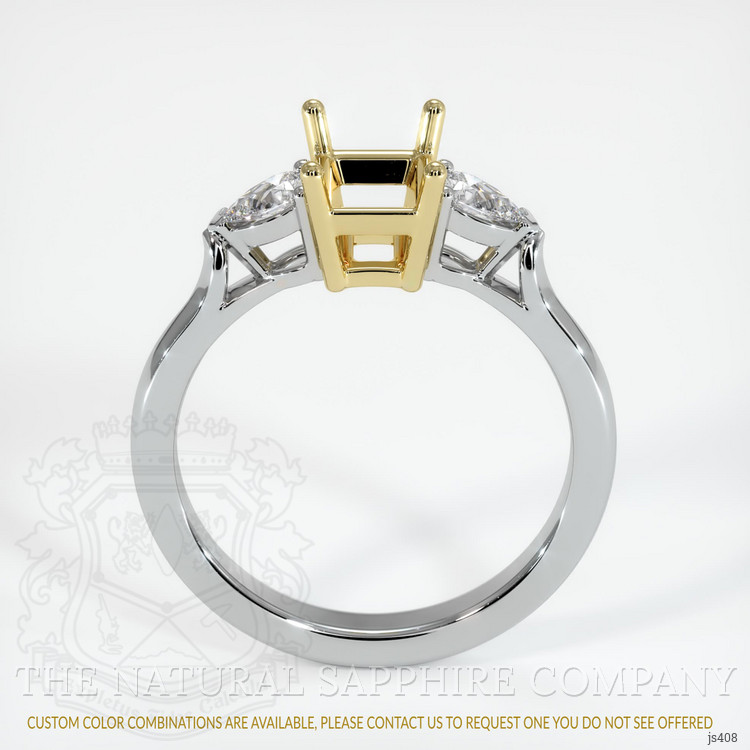 18K Yellow & White Three Stone Ring Setting