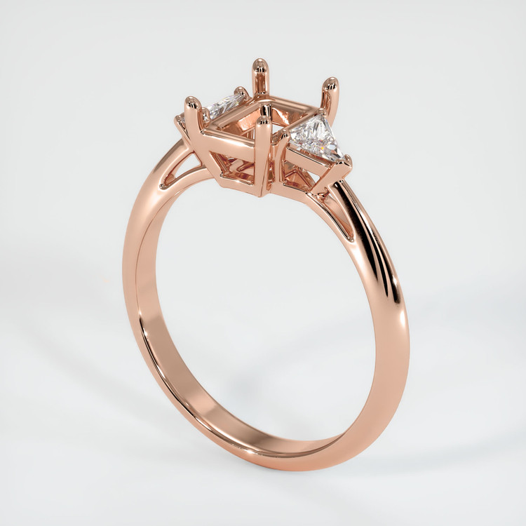 14K Rose Gold Three Stone Ring Setting