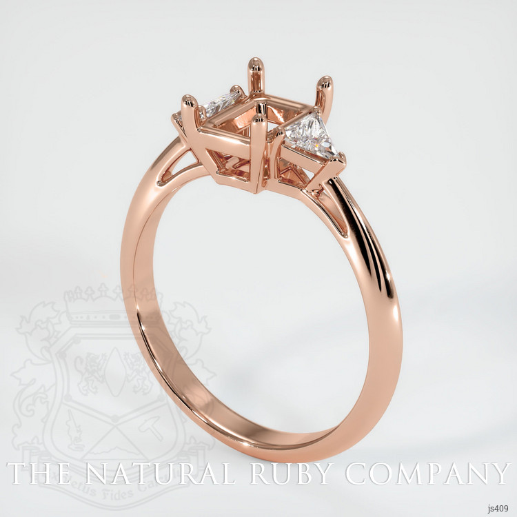 14K Rose Gold Three Stone Ring Setting