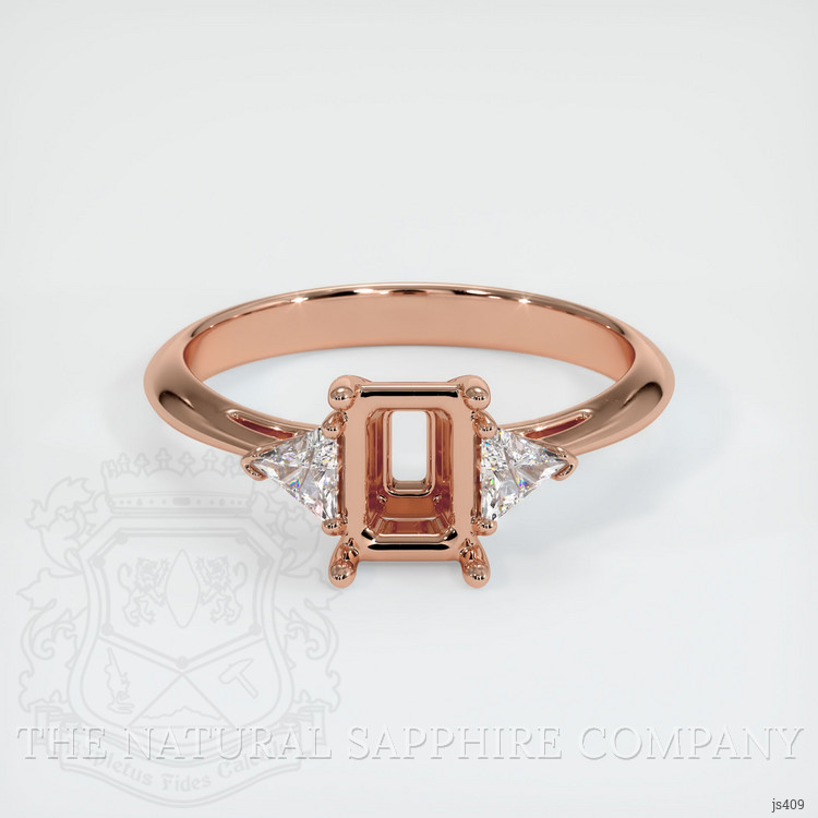 14K Rose Gold Three Stone Ring Setting