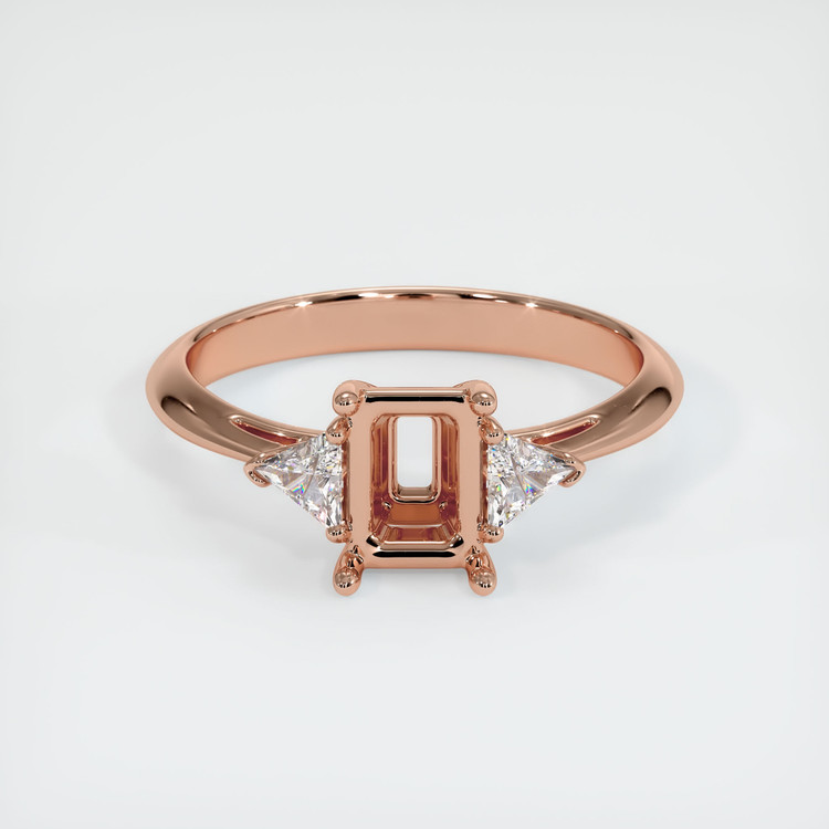 14K Rose Gold Three Stone Ring Setting