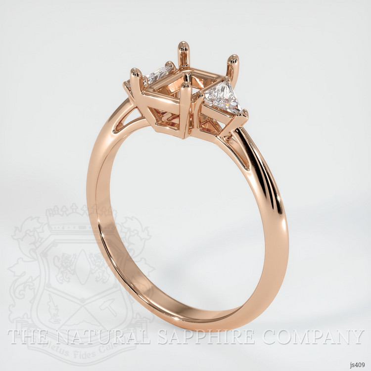 18K Rose Gold Three Stone Ring Setting