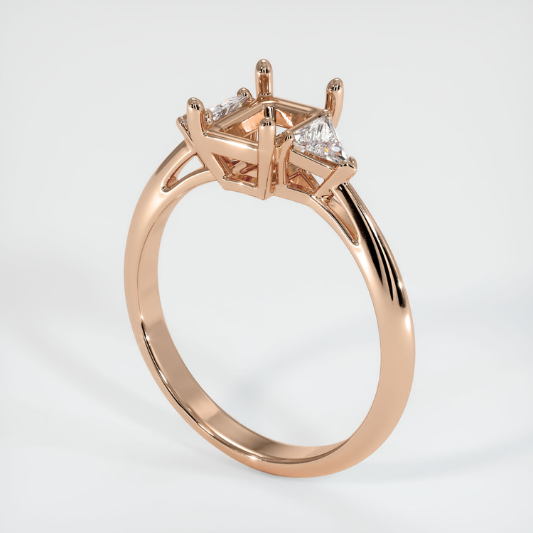 18K Rose Gold Three Stone Ring Setting