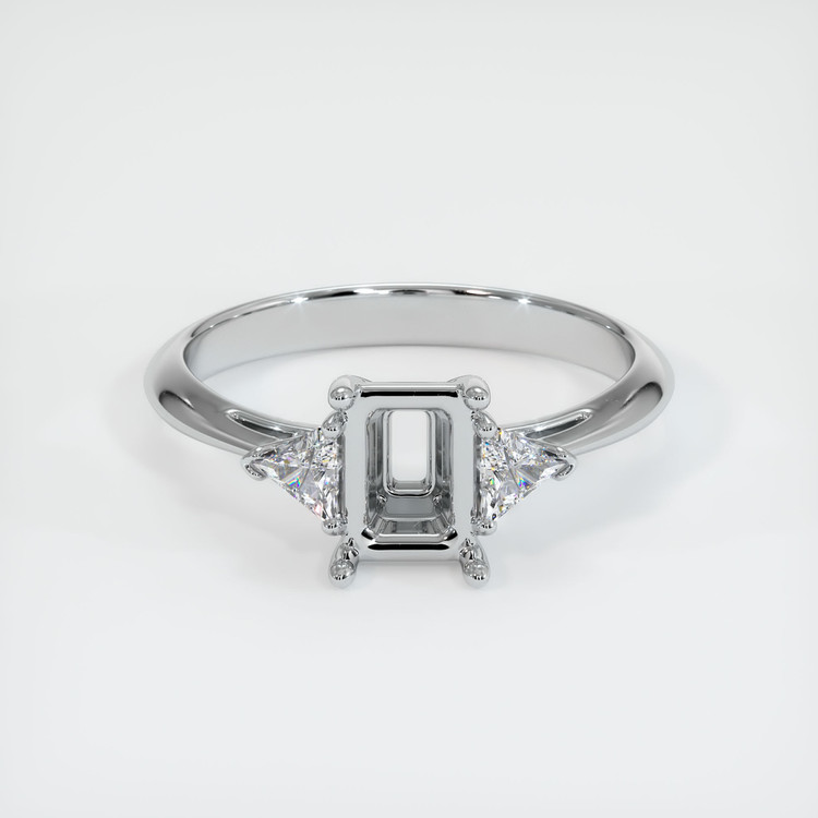 14K White Gold Three Stone Ring Setting