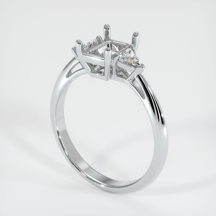 18K White Gold Three Stone Ring Setting