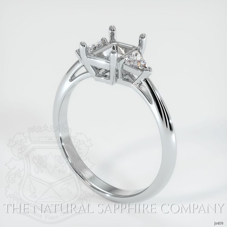 18K White Gold Three Stone Ring Setting
