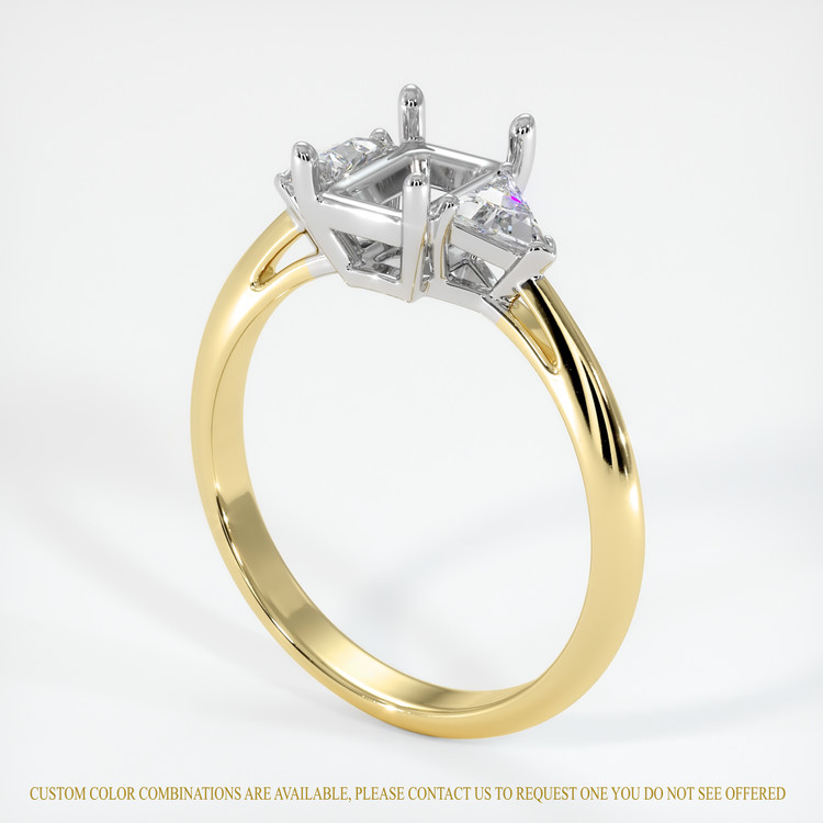 14K White & Yellow Three Stone Ring Setting