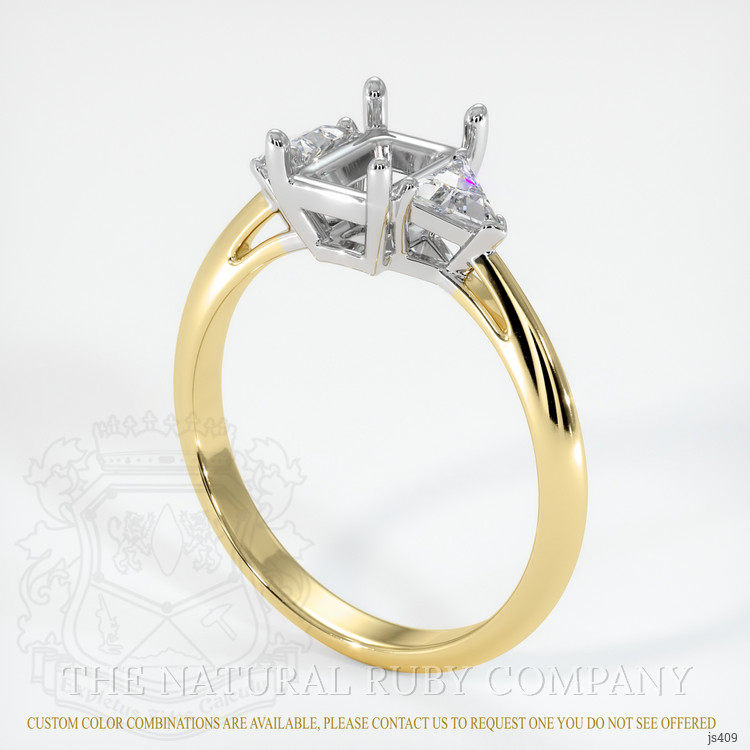 14K White & Yellow Three Stone Ring Setting