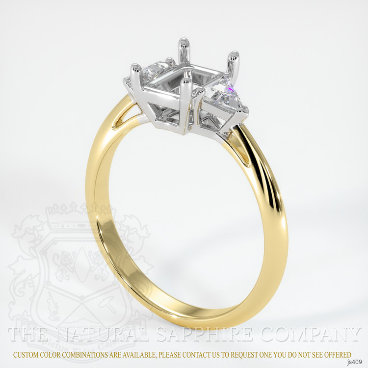 14K White & Yellow Three Stone Ring Setting