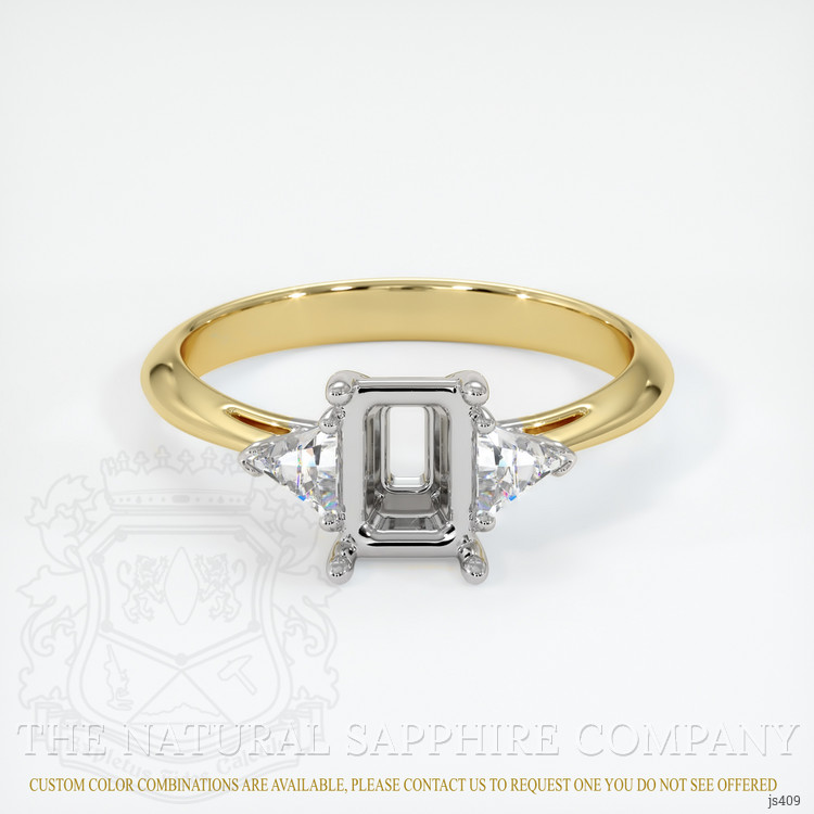 14K White & Yellow Three Stone Ring Setting