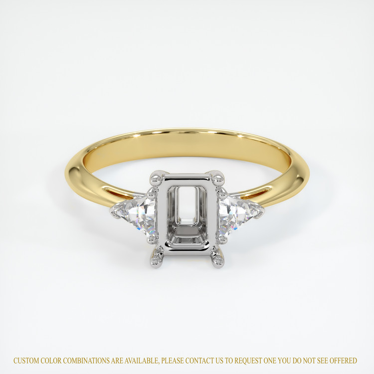 14K White & Yellow Three Stone Ring Setting