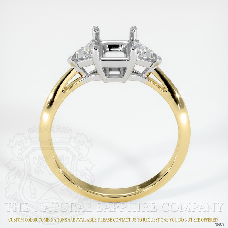 18K White & Yellow Three Stone Ring Setting