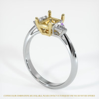 14K Yellow & White Three Stone Ring Setting Image