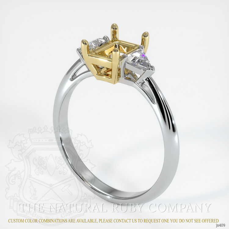 14K Yellow & White Three Stone Ring Setting